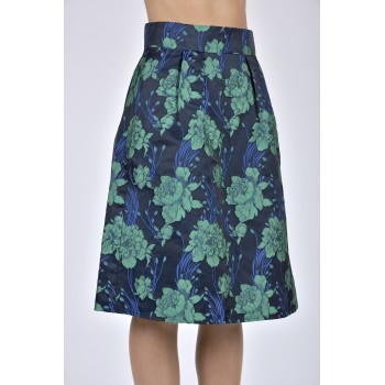 Willow Navy Floral Jacquard Skirt